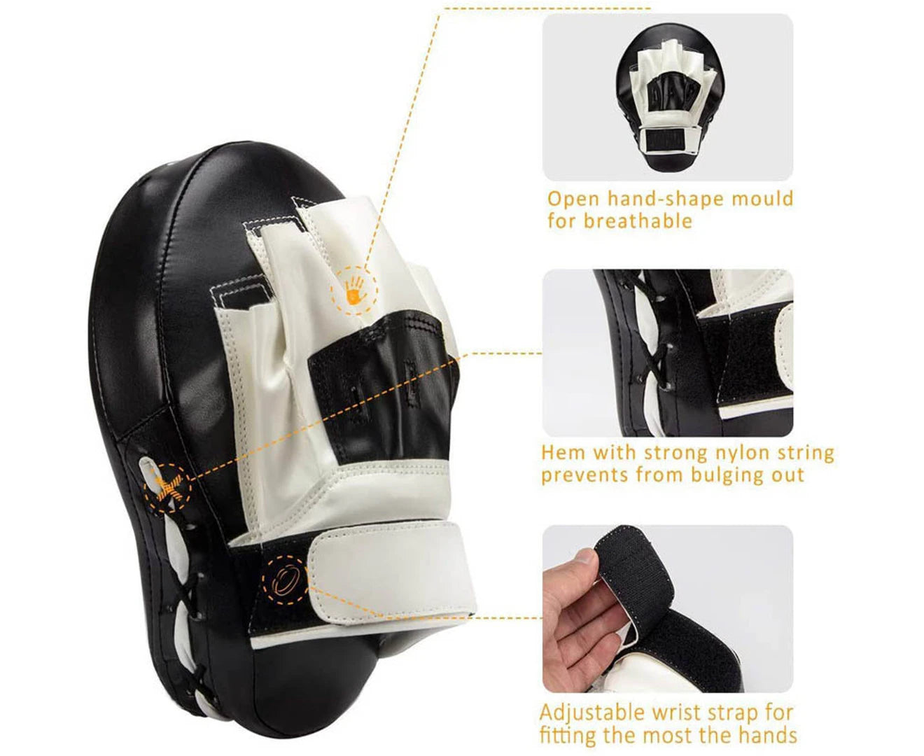 Boxing Curved Focus Punching Mitts Thickening Leatherette Training Hand Pads for Karate Gym
